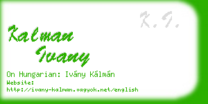 kalman ivany business card